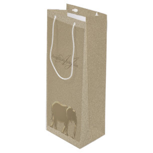 Klassieke Elegante Gouden Olifant Monogram Wijn Cadeautas