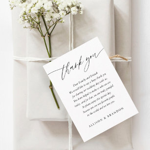 Klassieke elegante kalligrafie bruiloft Bedankt Plaatskaartje