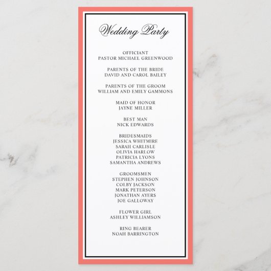 Klassieke Elegante Kalligrafie Script Bruiloft Kor Programma (Achterkant)