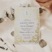 Klassieke Elegante Kam Monogram Bruiloft Folie Uitnodiging