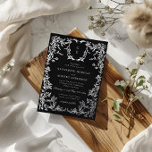 Klassieke Elegante Kam Monogram Bruiloft Folie Uitnodiging