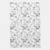 Klassieke Elegante Kerstbladeren en Bessen Theedoek (Verticaal)