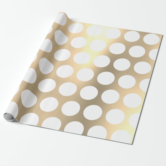 Klassieke elegante kerstgouden witte poolvlekken cadeaupapier (Uitgerold)