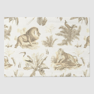 Klassieke Elegante Leeuw Tijger Beige Toile Tissuepapier