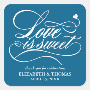 KLASSIEKE ELEGANTE LIEFDE IS ZOETE TROUWSTICKERS VIERKANTE STICKER