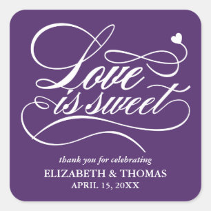 KLASSIEKE ELEGANTE LIEFDE IS ZOETE TROUWSTICKERS VIERKANTE STICKER