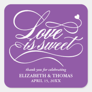 KLASSIEKE ELEGANTE LIEFDE IS ZOETE TROUWSTICKERS VIERKANTE STICKER