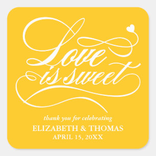 KLASSIEKE ELEGANTE LIEFDE IS ZOETE TROUWSTICKERS VIERKANTE STICKER