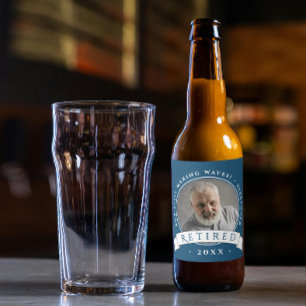 Klassieke Elegante Marine Blauw Gepensioneerde Gro Bier Etiket