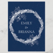 Klassieke Elegante Marine Blauwe bruiloft Menu (Achterkant)