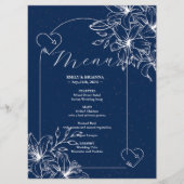 Klassieke Elegante Marine Blauwe bruiloft Menu (Voorkant)