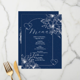 Klassieke Elegante Marine Blauwe bruiloft Menu