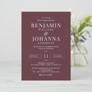 Klassieke Elegante Maroon Red Wedding Kaart