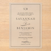 Klassieke Elegante Moderne Monogram Script Trouwen Acryl Uitnodigingen (Voorkant)