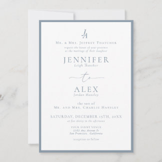 Klassieke Elegante Monogram Huwelijksuitnodiging Kaart