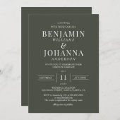 Klassieke Elegante Olijfgroene bruiloft Kaart (Voorkant / Achterkant)
