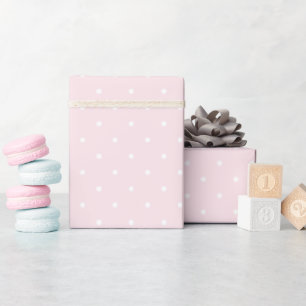 Klassieke Elegante Pastel Roze en Witte Polka Dots Cadeaupapier