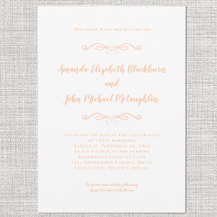 Klassieke Elegante Perzik&Witte Formele Trouwjurk Kaart