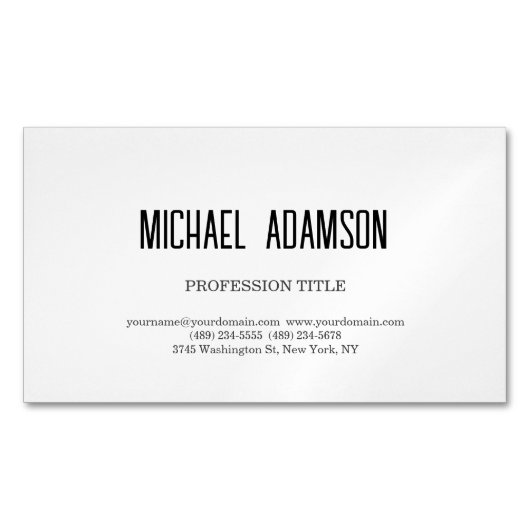 Klassieke Elegante Plain Eenvoudige Witte Minimali Magnetisch Visitekaartje (Voorkant)