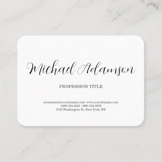 Klassieke Elegante Plain Eenvoudige Witte Minimali Visitekaartje (Voorkant)