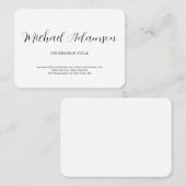 Klassieke Elegante Plain Eenvoudige Witte Minimali Visitekaartje (Voorkant / Achterkant)