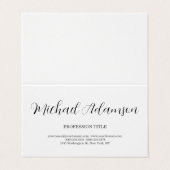 Klassieke Elegante Plain Eenvoudige Witte Minimali Visitekaartjes (Buitenkant ongevouwen)