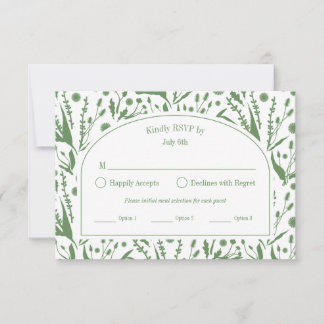 Klassieke Elegante Plantaardige Groene Maaltijdopt RSVP Kaartje