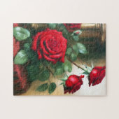 Klassieke Elegante Rode Rozen Kunst Legpuzzel (Horizontaal)