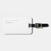 Klassieke elegante roze witte minimumplaat bagagelabel (Voorkant horizontaal)