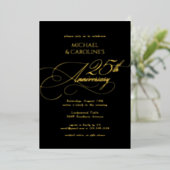 Klassieke Elegante Script 25e Huwelijksverjaardag Folie Uitnodiging (Staand Voorkant)