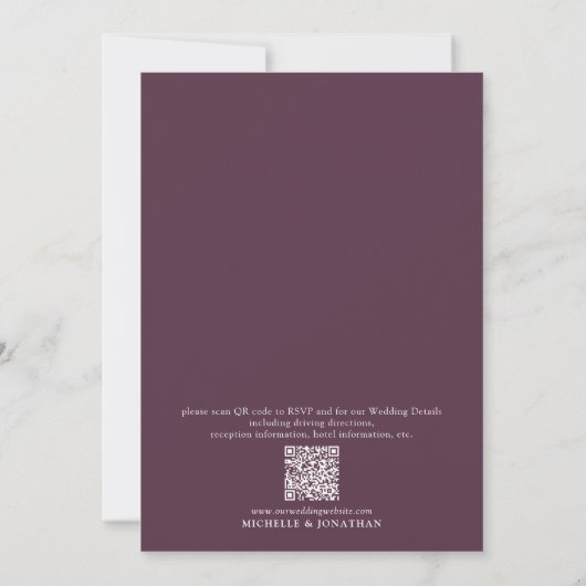 Klassieke Elegante Script QR Code Trouwdag Kaart (Achterkant)