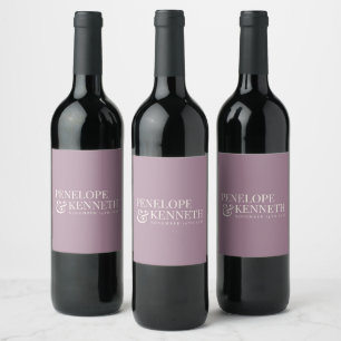 Klassieke Elegante Stof Purple Aangepaste Trouw Na Wijn Etiket