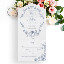 Klassieke Elegante Stofblauwe Bloemrijke Trouwfram