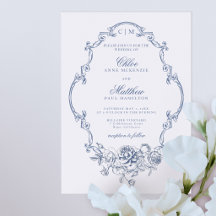 Klassieke Elegante Stofblauwe Bloemrijke Trouwfram