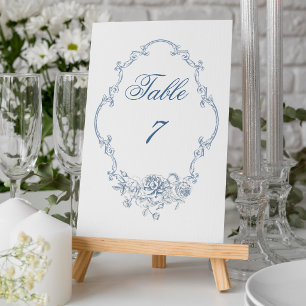 Klassieke Elegante Stofblauwe Bloemrijke Trouwfram Kaart
