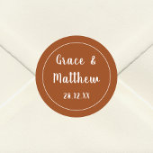 Klassieke Elegante Terracotta Moderne Huwelijksgun Ronde Sticker