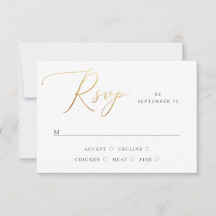 Klassieke Elegante Trouw Formeel Gouden Schrift RSVP Kaartje