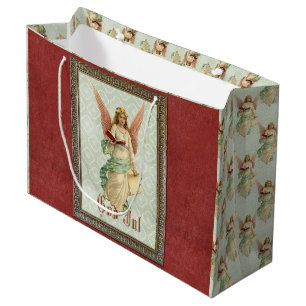 Klassieke Elegante Victoriaanse Vintage Kerstengel Large Cadeautasje