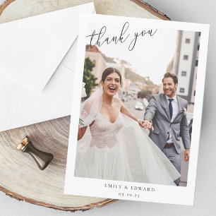Klassieke Elegante Witte Lijst Foto Bruiloft Bedankkaart