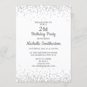 Klassieke Elegante Witte Zilveren Glitters 21e Ver Kaart