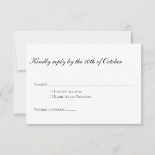 Klassieke Elegante Zwarte Witte Trouw Minimalistis RSVP Kaartje
