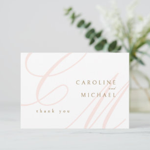 Klassieke Elegantie Calligrafie Monogram Huwelijk Bedankkaart