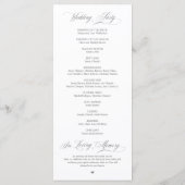 Klassieke Elegantie Grijs Script Huwelijksceremoni Programma (Achterkant)