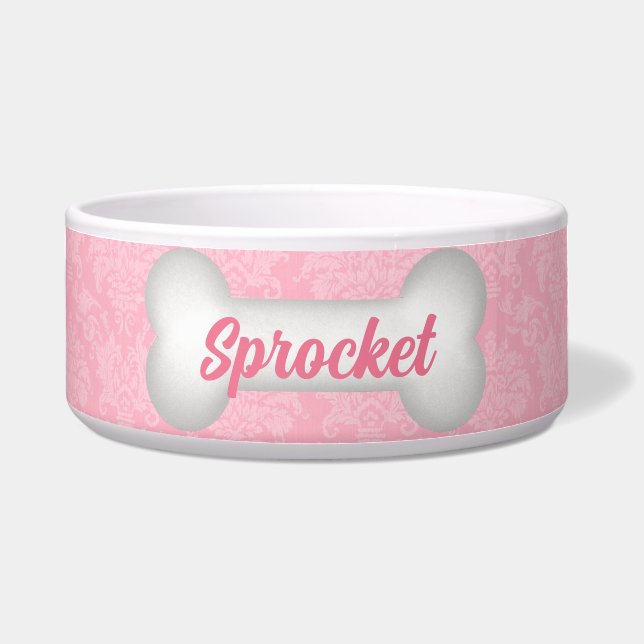 Klassieke elegantie in roze voor huisdieren voerbakje (Voorkant)