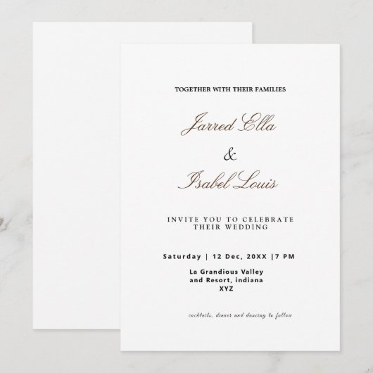 Klassieke elegantie met eenvoudig script kaart (Voorkant / Achterkant)