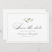 Klassieke elegantie script eenvoudig groen opslaan save the date (Voorkant / Achterkant)