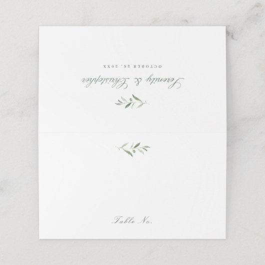 Klassieke elegantie script Simple Greenery Wedding (Buitenkant ongevouwen)