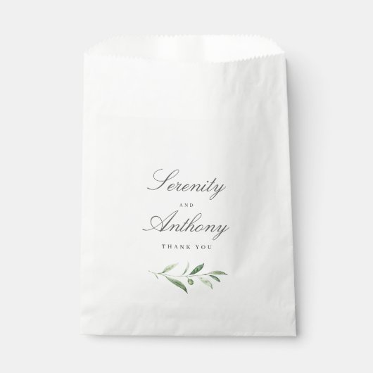Klassieke elegantie script Simple Greenery Wedding Bedankzakje (Voorkant)