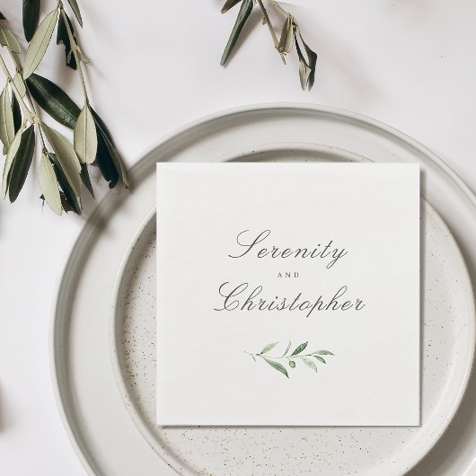 Klassieke elegantie script Simple Greenery Wedding Servet