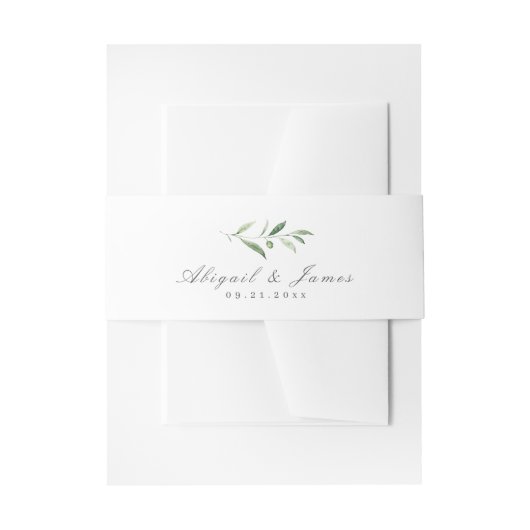 Klassieke elegantie script Simple Greenery Wedding Uitnodigingen Wikkel (Voorkant Voorbeeld)